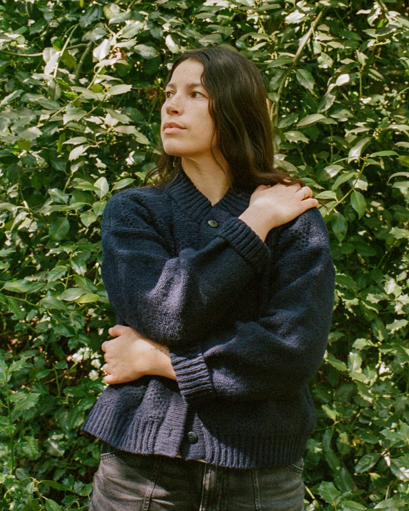 Triangle Tuck Stitch Cardigan | Navy by Carnwear