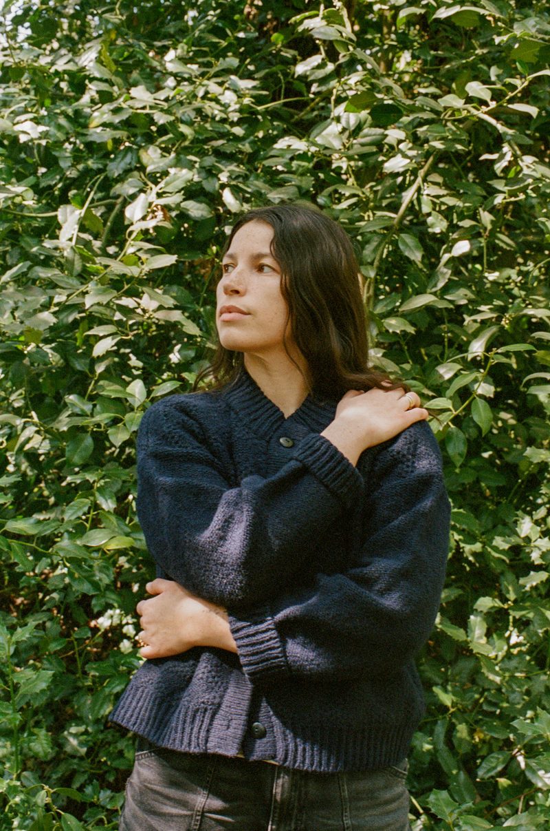 Triangle Tuck Stitch Cardigan | Navy