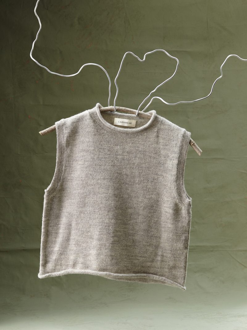 British Wool Boxy Roll Neck Vest | Lunar Grey