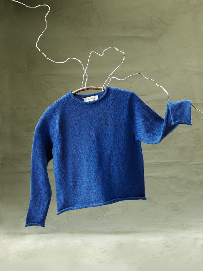 British Wool Boxy Roll Neck Jumper | Corvette Blue by Carnwear