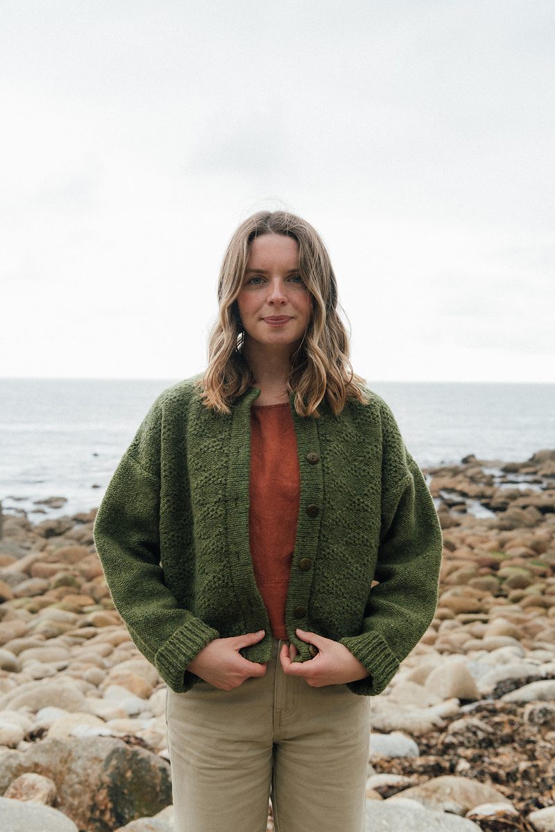 Triangle tuck stitch cardigan | olive by Carnwear