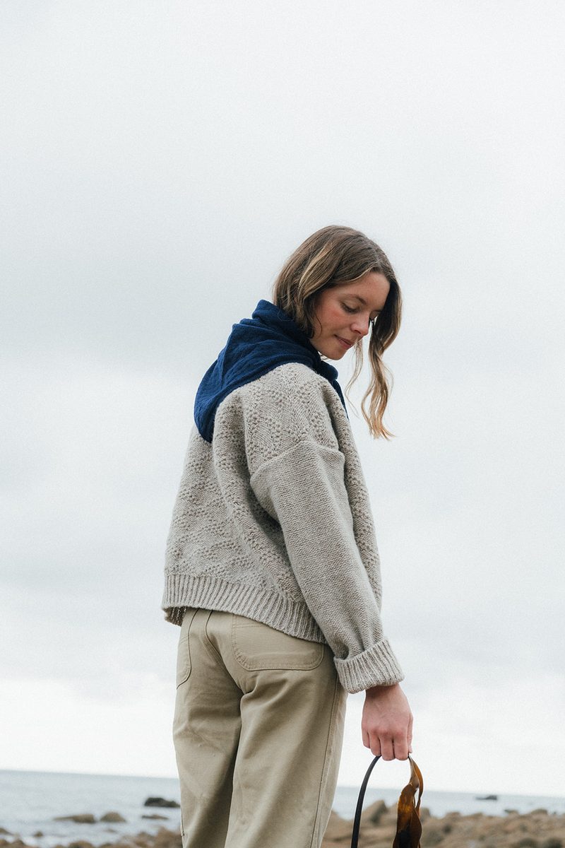 Tuck stitch traingle cardigan | putty by Carnwear