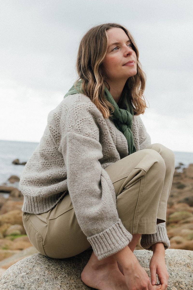 Tuck stitch traingle cardigan | putty by Carnwear