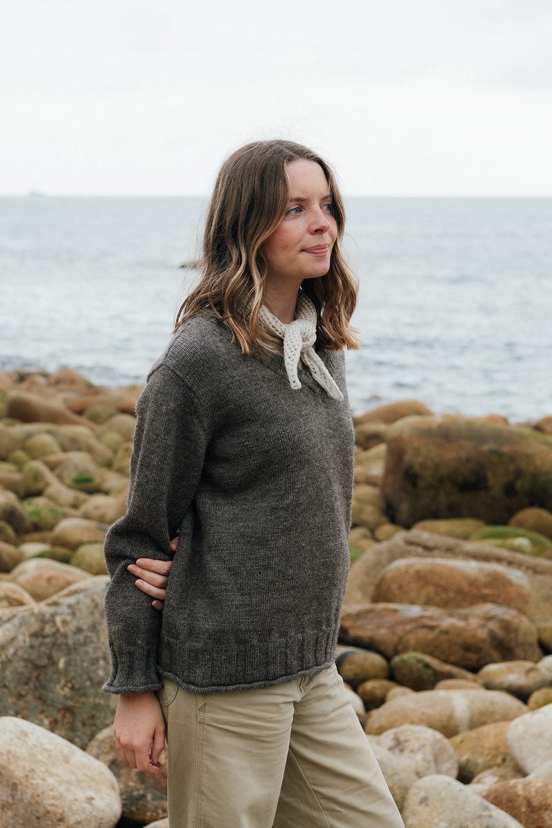 V neck jumper | Stone (undyed British wool) by Carnwear