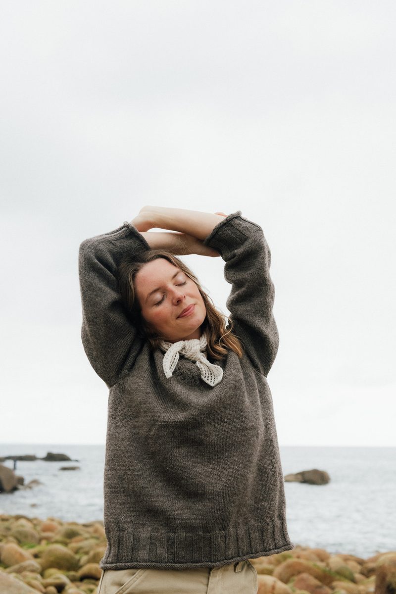 V neck jumper | stone (undyed wool) by Carnwear