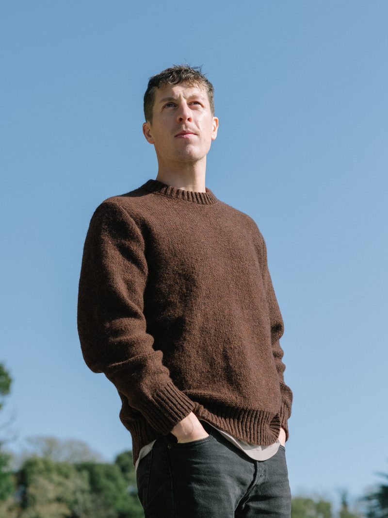 Mens Chunky Purl Crewneck | Cacao by Carnwear