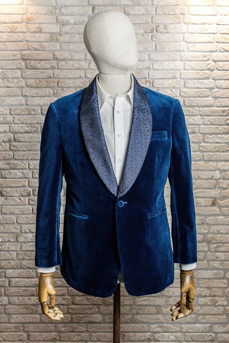 Blue Velvet with Printed Silk Lapel