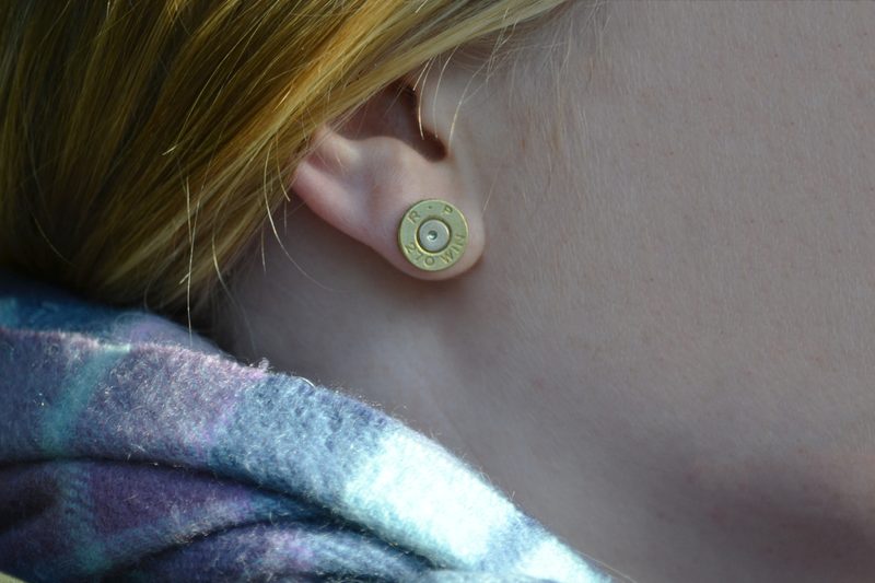 Bullet Stud Earrings Tartan Scarf by J Boult Designs