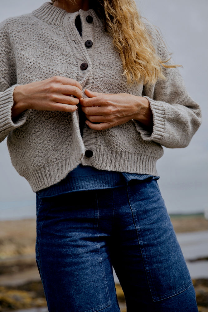 Triangle Tuck Stitch Cardigan | Putty