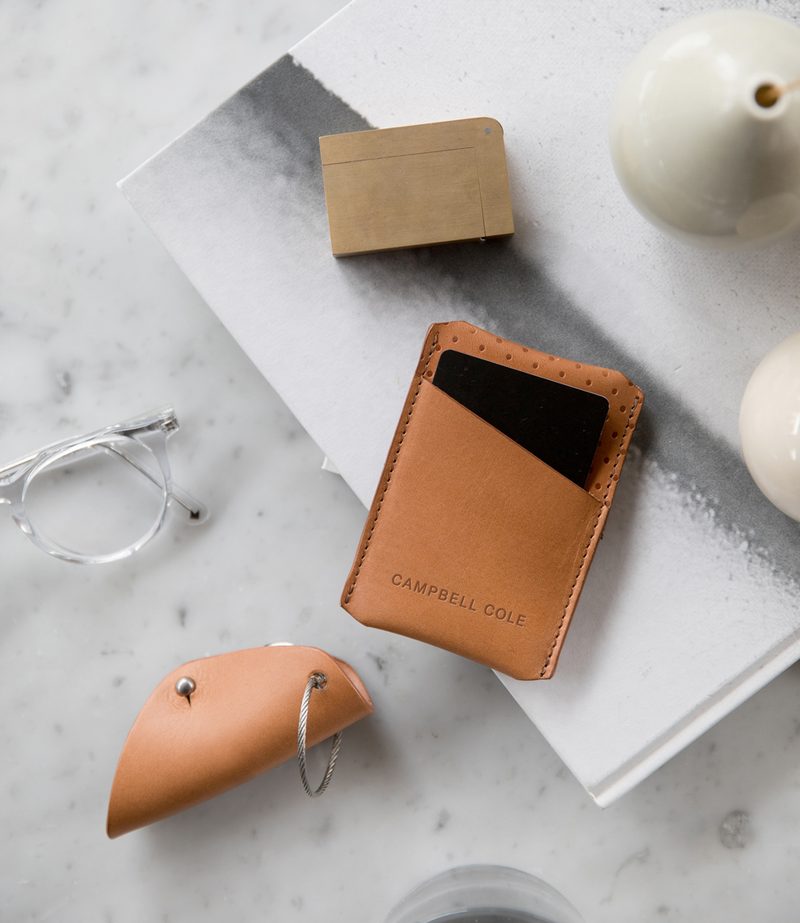 Simple Card Holder & Key Wrap Gift Set - Tan by Campbell Cole