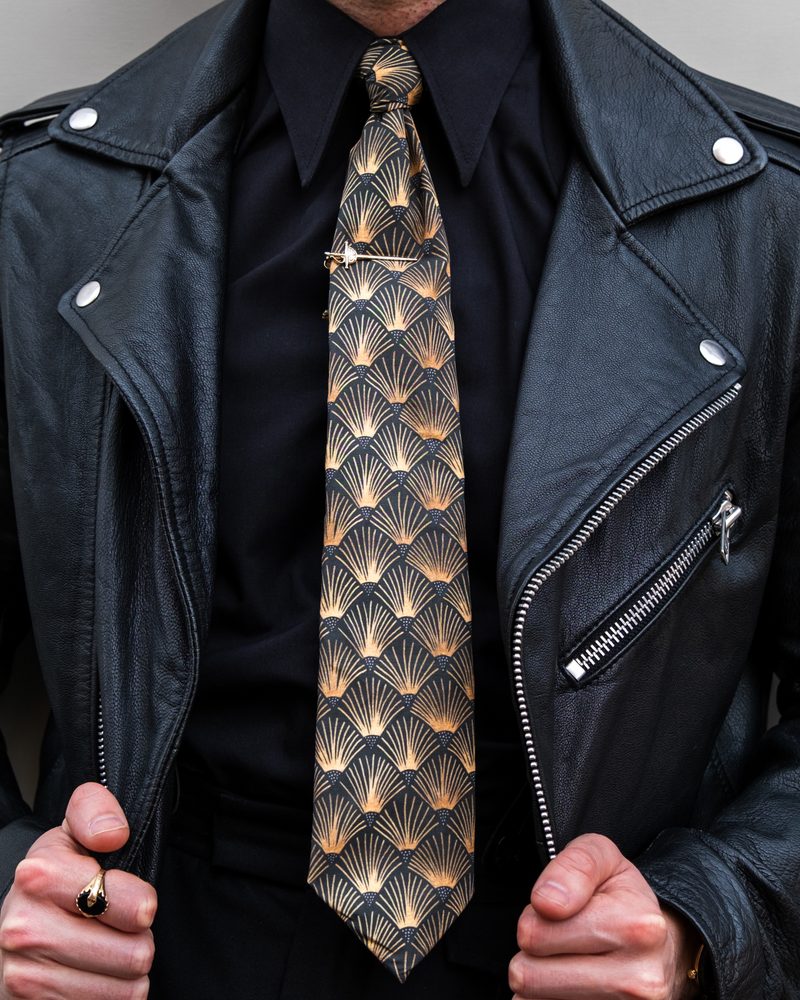 JOE BL ART DECO BLACK GOLD MINI NECKTIE 02 by Dapper & Suave