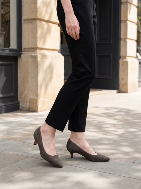 Kathryn kitten heel pumps in rockpool suede by JOSEPH AZAGURY