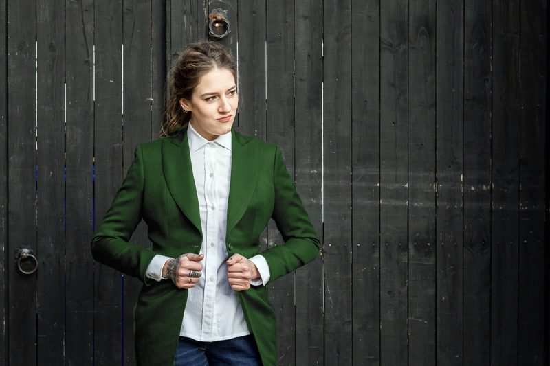Kay Kelly Green Business Suit Best UK Tailor by Carl Stuart Tailors