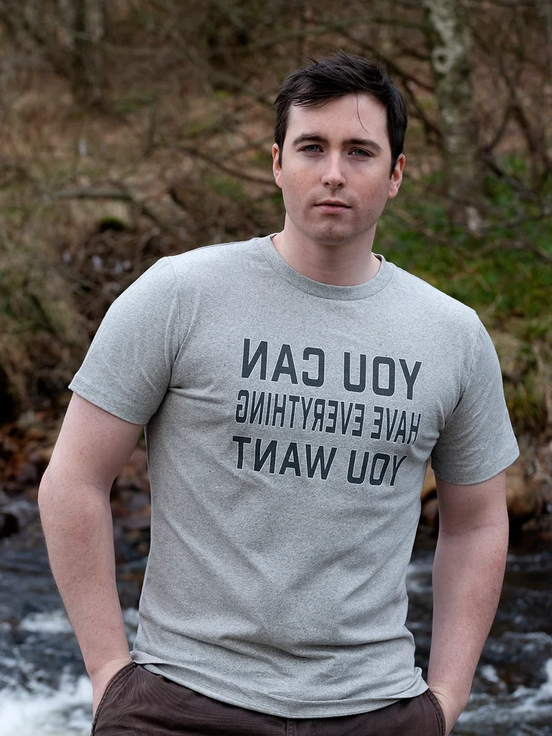 Grey Recycled Organic Cotton Printed T Shirt by Rolf Skeldon