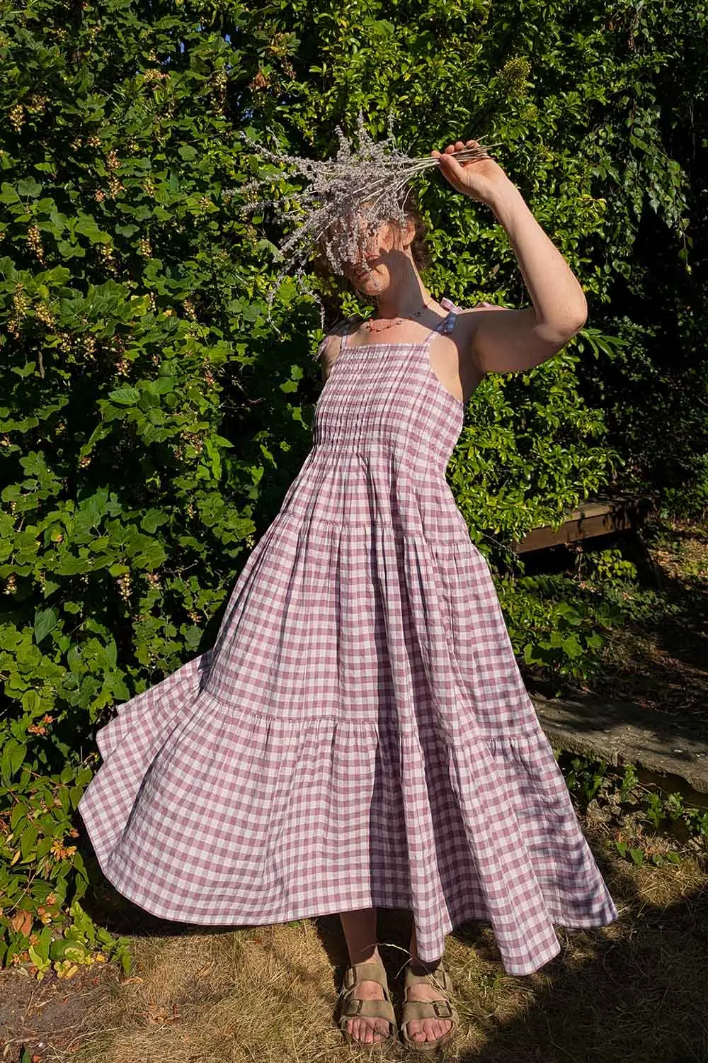 poppy maxi pin tuck detail tiered maxi dress