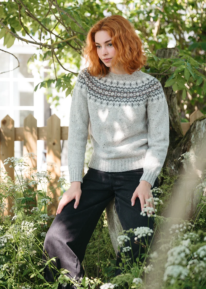 Womens Croft II Yoke Fair Isle Jumper - Warm Grey by The Croft House