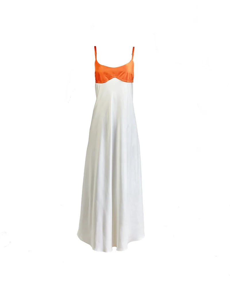 Persephone Bodice Maxi Dress in Tangerine/Off-White by Blue Nude