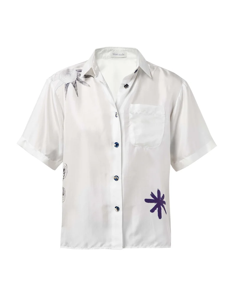 Isalos Silk Button-Up Shirt by Blue Nude