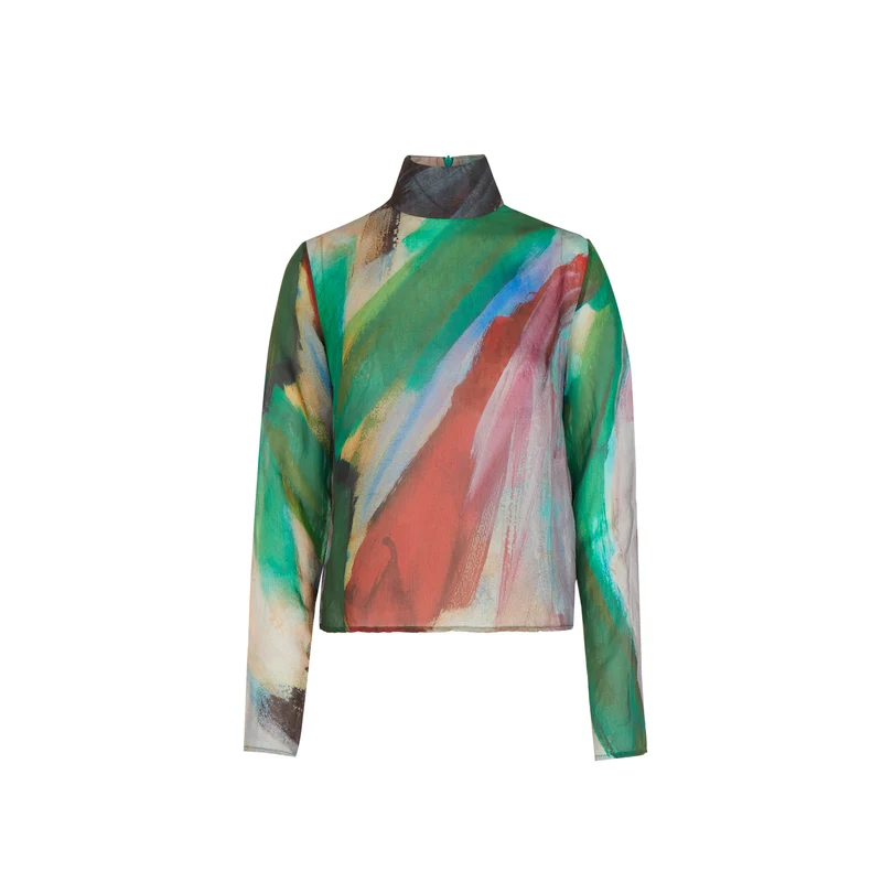 Pokhara Sheer Mock Neck Top by Blue Nude