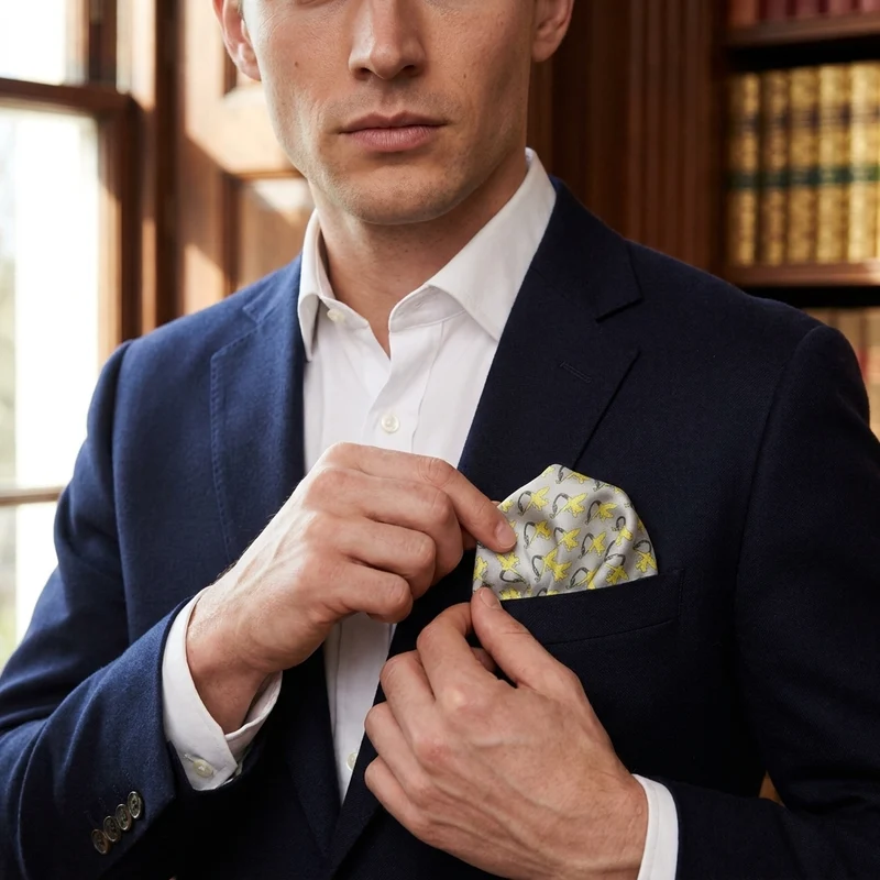 Daffodils Silk Pocket Square by Rumi