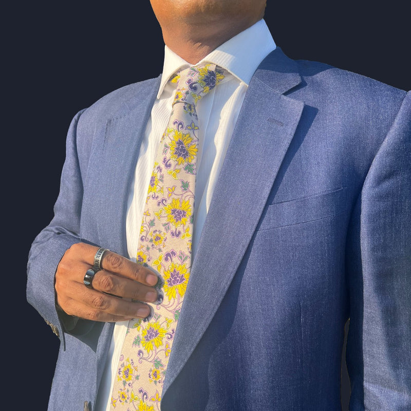 Handmade Floral Silk Tie by Rumi