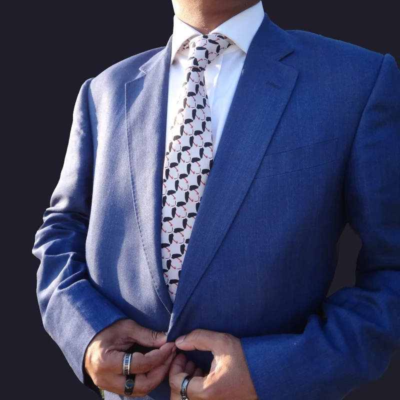 Handmade Heron Print Silk Tie by Rumi