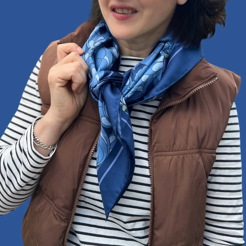 Floral Square Silk Twill Scarf by Rumi