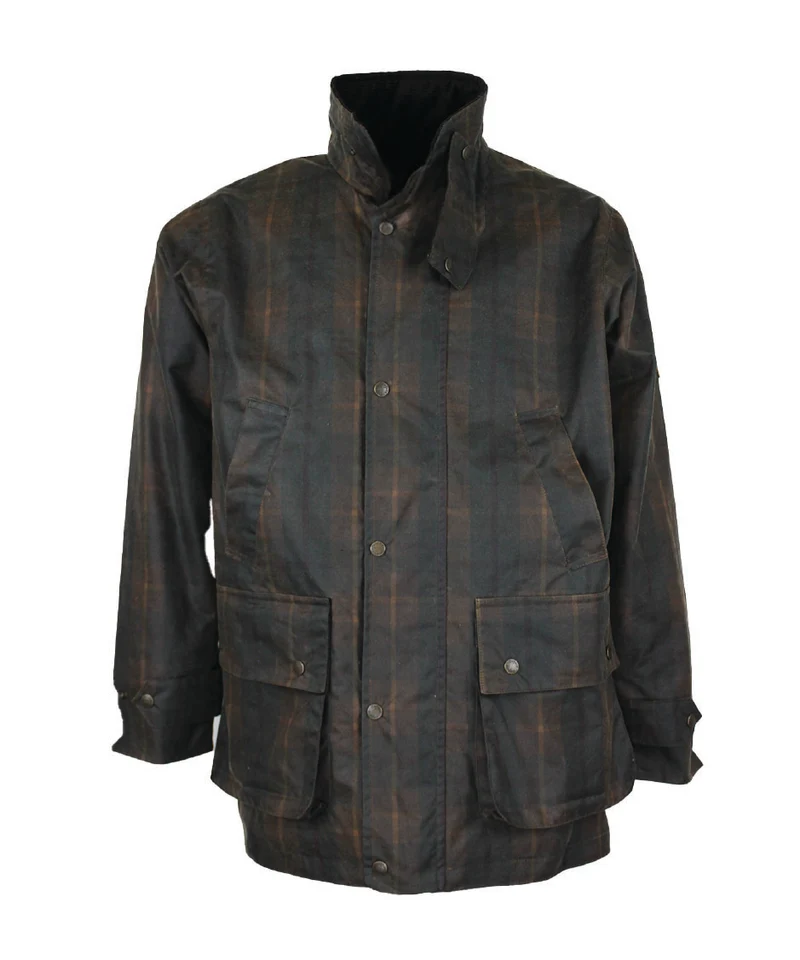 W41 - Men's Tartan Kingsbridge Padded Wax Coat - HONEY by Oxford Blue Ltd