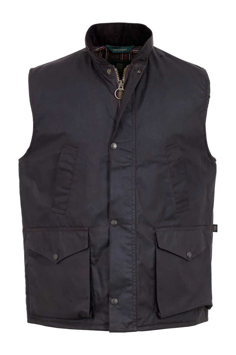 W114 - Men's Countryman Wax Gilet - Brown by Oxford Blue Ltd