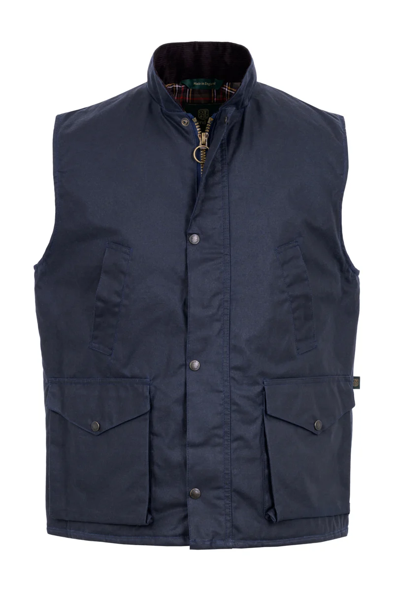 W114 - Men's Countryman Wax Gilet - Navy by Oxford Blue Ltd