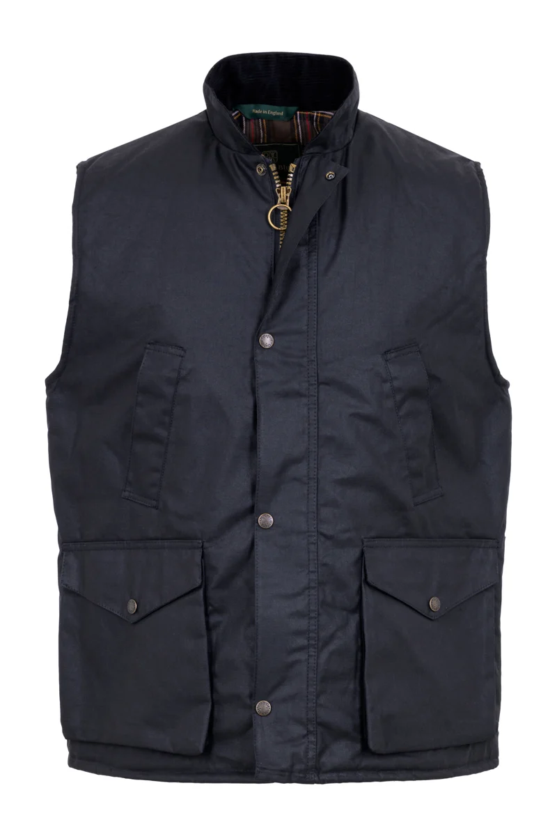W114 - Men's Countryman Wax Gilet - Black by Oxford Blue Ltd