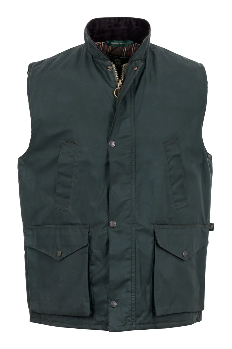 W114 - Men's Countryman Wax Gilet - Green by Oxford Blue Ltd