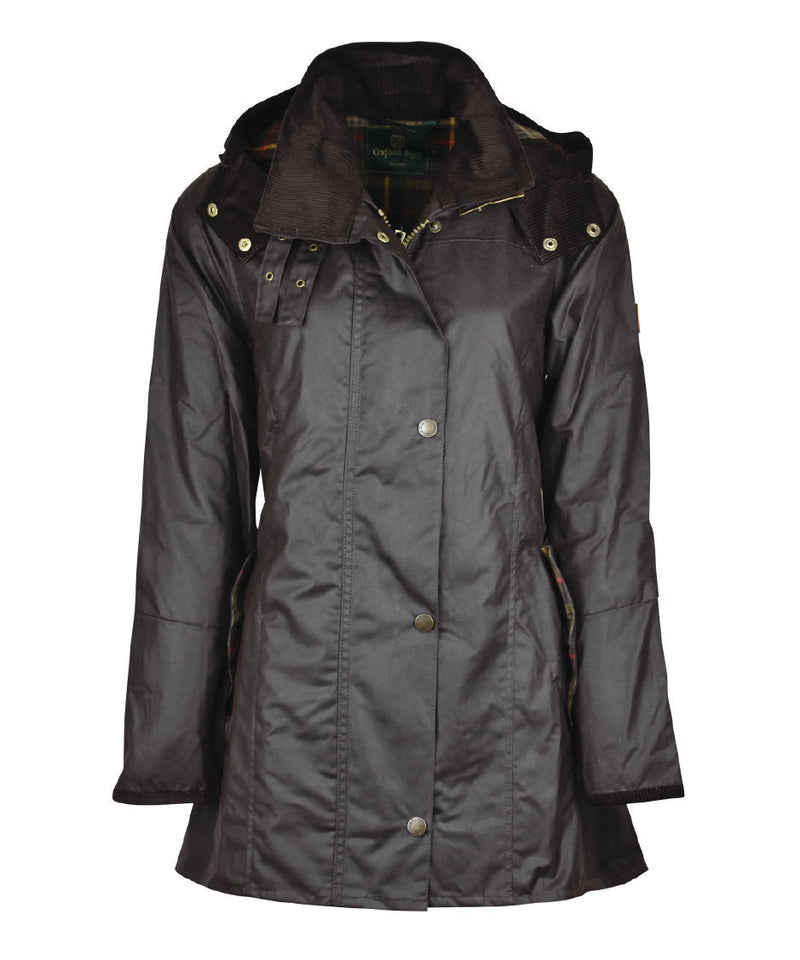 W02 - Women's Olivia Waxed Jacket - Brown by Oxford Blue Ltd