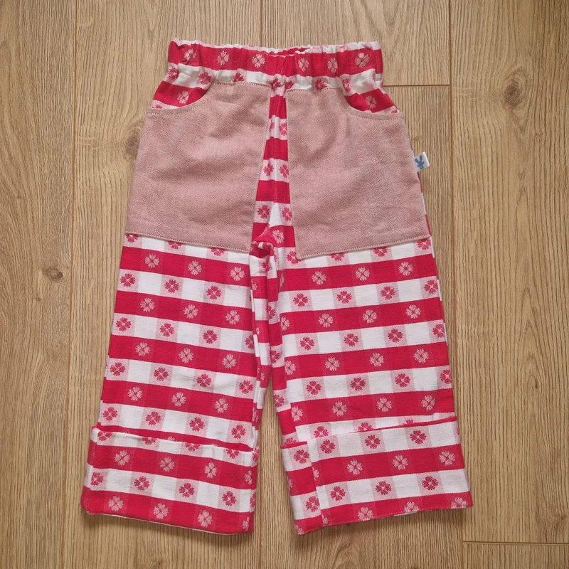 Red and Pink Floral Checked Picnic Trousers - Age 2-3