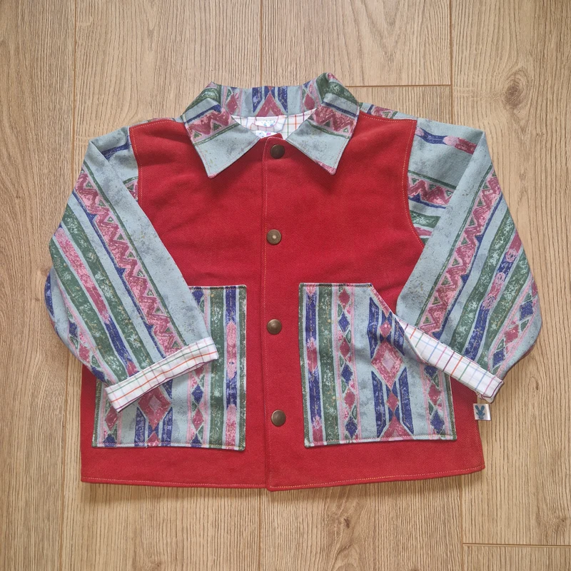 Vintage Print Red Cord Jacket - Age 2-3 by Sleepy Rabbit