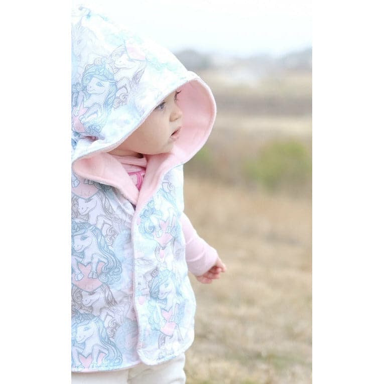 Kids Reversible Bodywarmer | Organic Candy Unicorns by Lottie & Lysh
