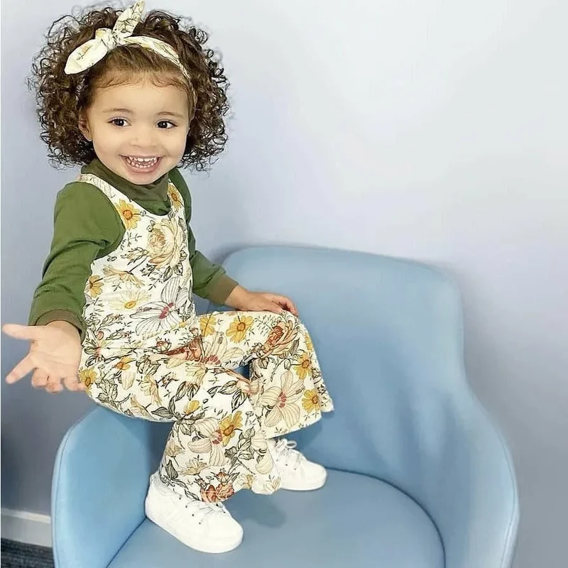 Kid's Retro Flared Jumpsuit | Chamomile Rose by Lottie & Lysh