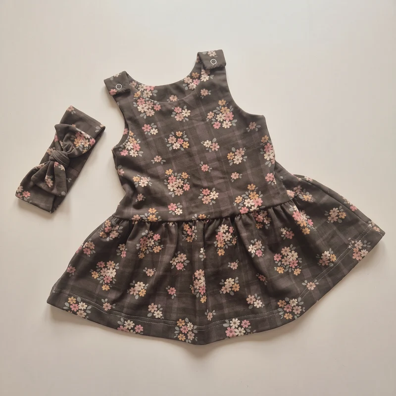 Floral Plaid Dungaree Dress