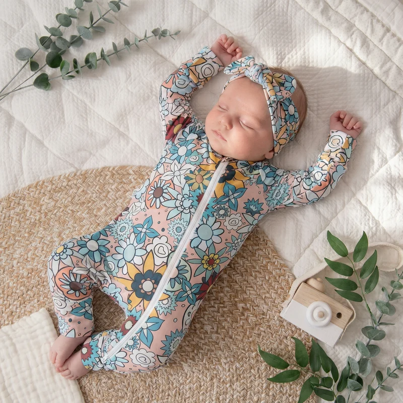 Zipped Sleepsuit | Retro Floral Brights