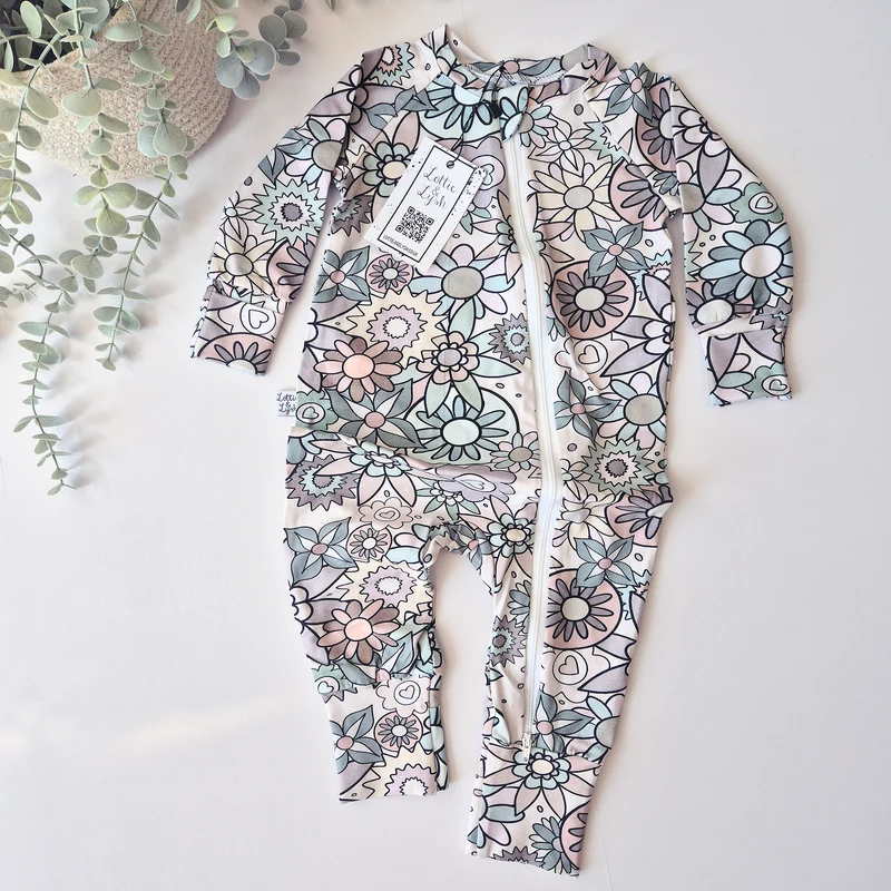 Zipped Sleepsuit | Pastel Floral by Lottie & Lysh