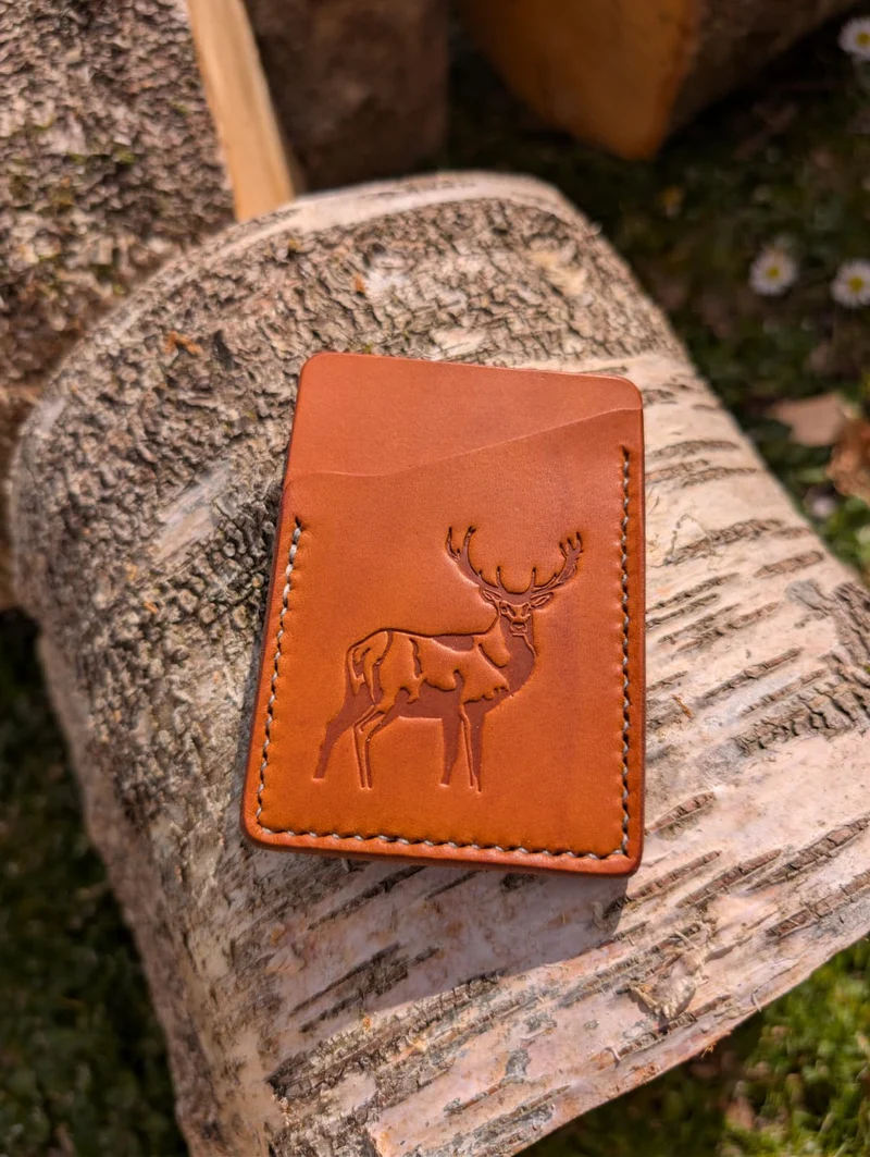 Red Deer Leather Card Wallet by J Boult Designs