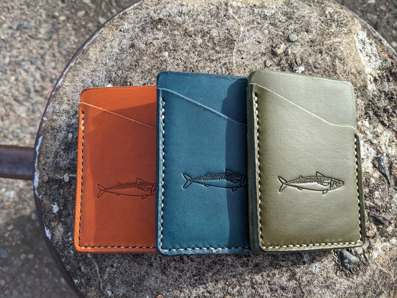 Mackerel Design Leather Card Wallet by J Boult Designs