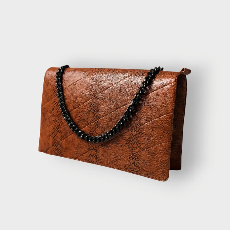 Vegan Leather Animal Print Laptop Clutch Bag - Unisex Black and Brown Quilted - Cleopatra by Sylvia Piechulla Ltd