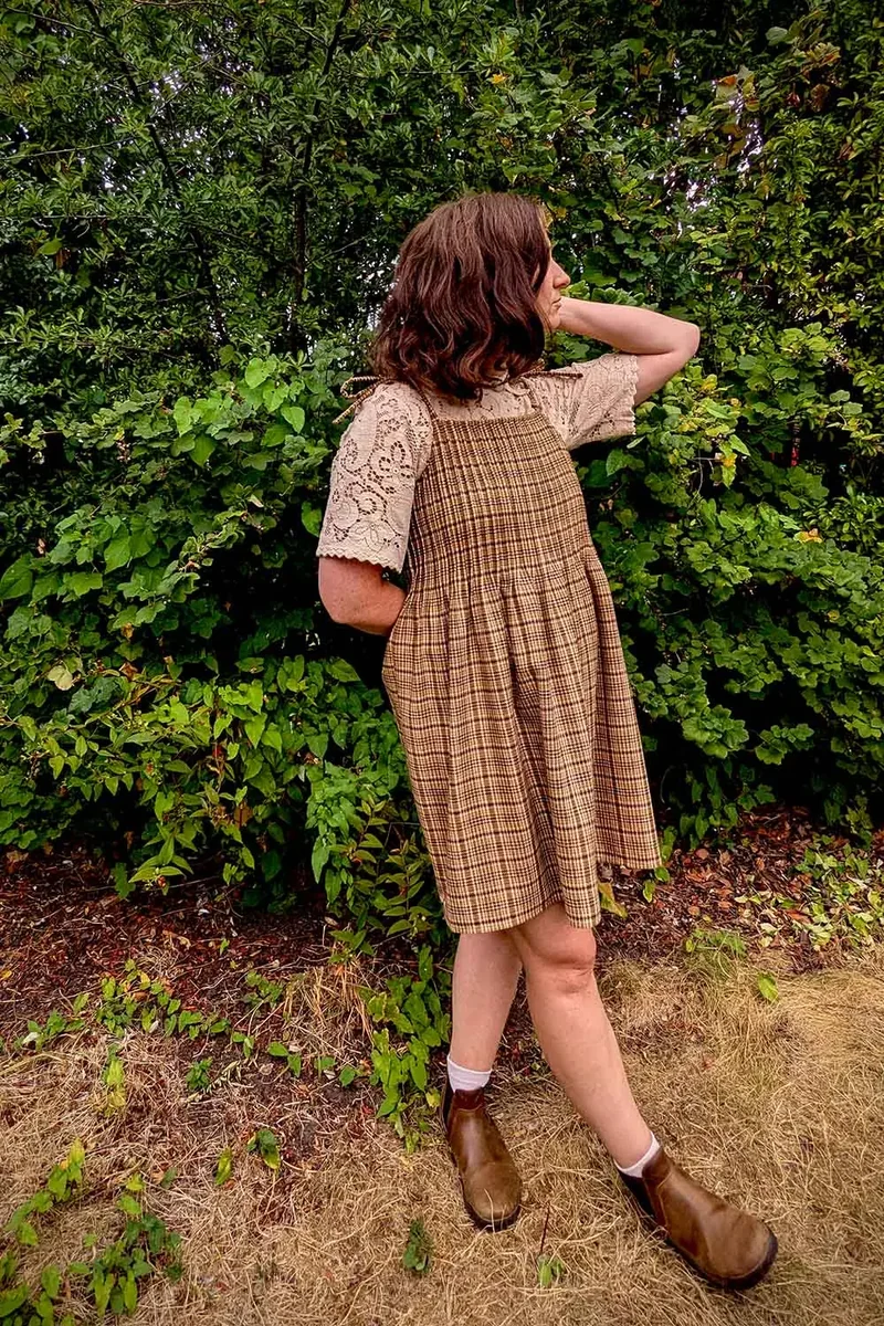 the poppy pinafore wool plaid 60s style custom made preppy dress