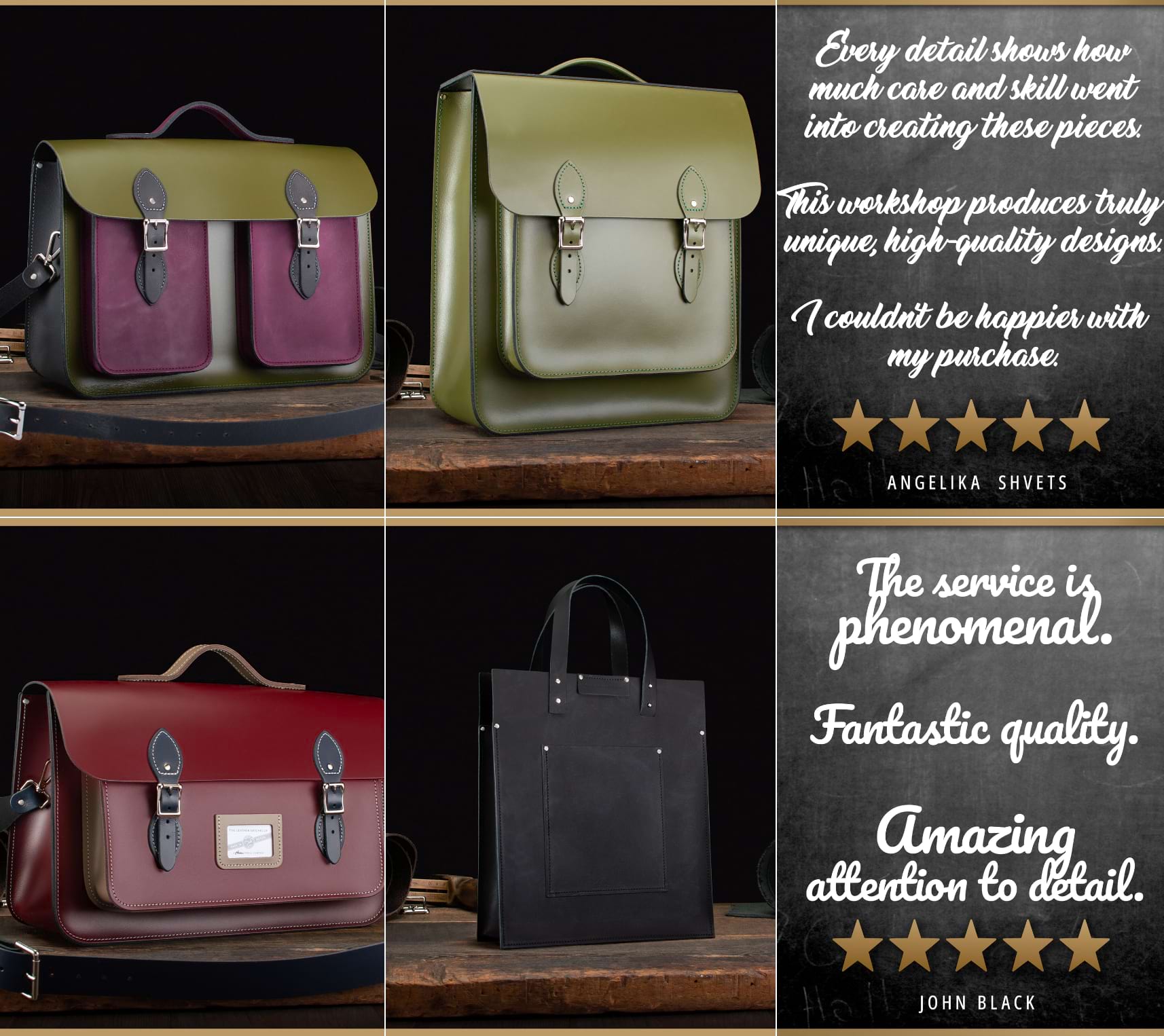 The Leather Satchel Co. showcase products and collections